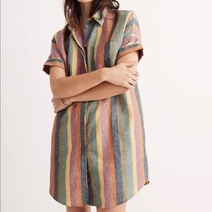 Madewell Courier Shirtdress in rainbow stripe